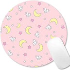 IMAYONDIA Pink Kawaii Round Mouse Pad, Cute Moon Bunny Small Mouse by IMAYONDIA