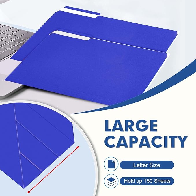 File Folder, PANDRI 120 Pack File Folder, 1/3 Cut Tab, Letter Size, Filing - Image 4