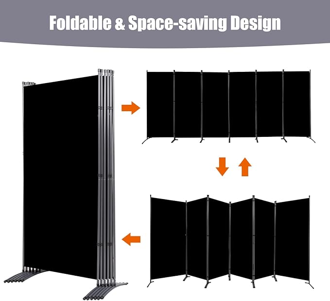 Room Divider 6FT Folding Privacy Screens, 6 Panel Partition Room Dividers - Image 3
