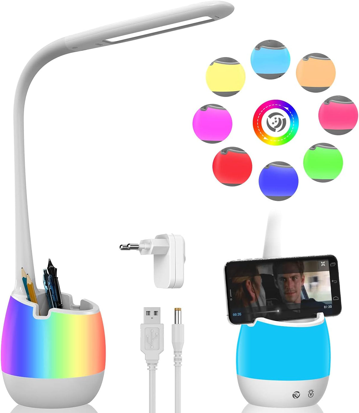 ERAY LED Desk Lamp with Pen Holder for Home Office Dorm, Touch Dimmable