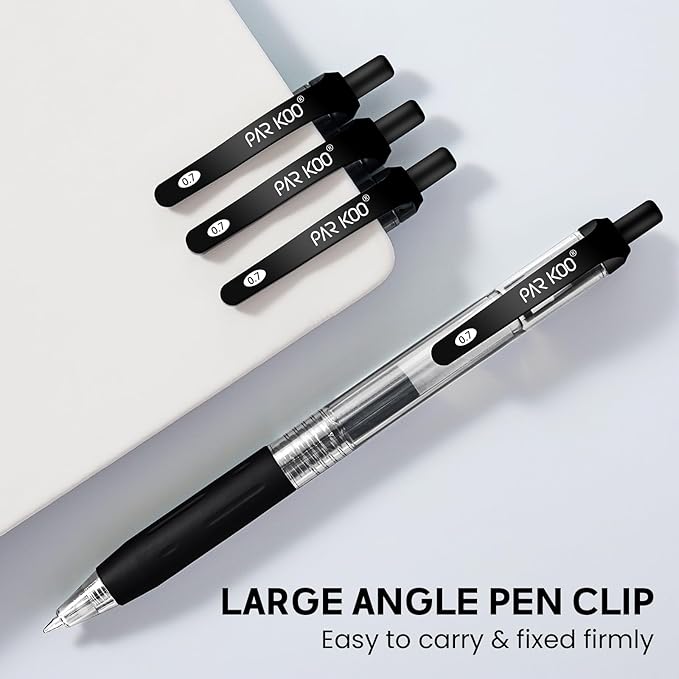 ParKoo Black Gel Pens, 70 Pack Quick Dry Retractable Medium Point 0.7mm - Image 8