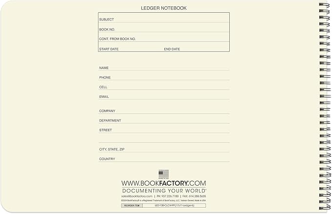 BookFactory Accounting Ledger Notebook/Large 6 Column Accounting Ledger - Image 2