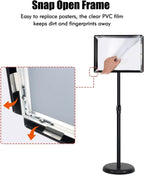 adjustable sign stand for display, pedestal floor signage showing dimensions