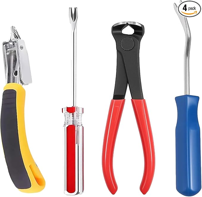 4 Pcs Staple & Nail Puller Tool Kit – Upholstery Staple Remover, Tack Lifter by Unknown
