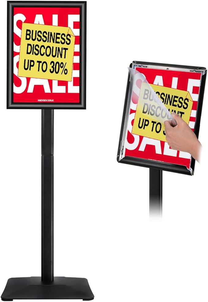 INNOVSIGN Heavy Duty Adjustable Pedestal Poster Sign Stand, 11x17 Aluminum Open by INNOVSIGN