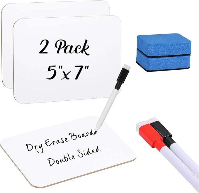 Affrolling 2 Sets Small Whiteboard Dry Erase Boards 5" x7'' Mini Double Sided by Affrolling