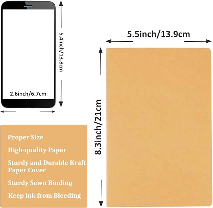 110 Pack A5 Composition Notebooks Bulk, Kraft Cover Lined Paper Journal - Image 2