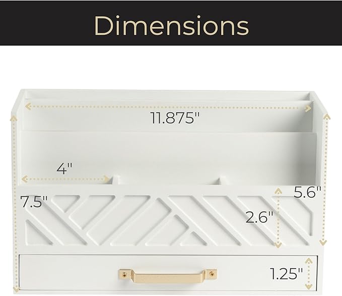 BLU MONACO White Wooden Mail Organizer - Image 6
