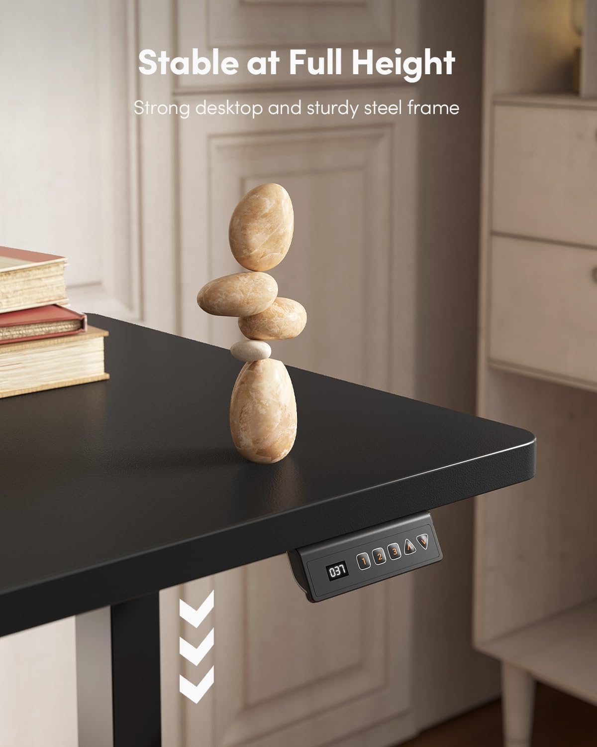 CubiCubi 48 x 24 One-Piece Electric Adjustable Standing Desk, Dark Black