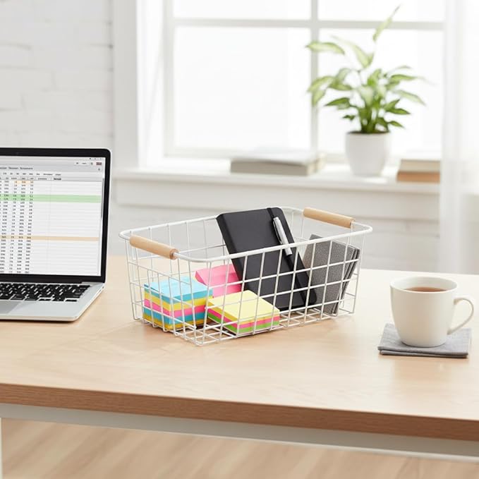HDYOUDO Metal White Wire Basket, Food Storage Organizer - Image 4