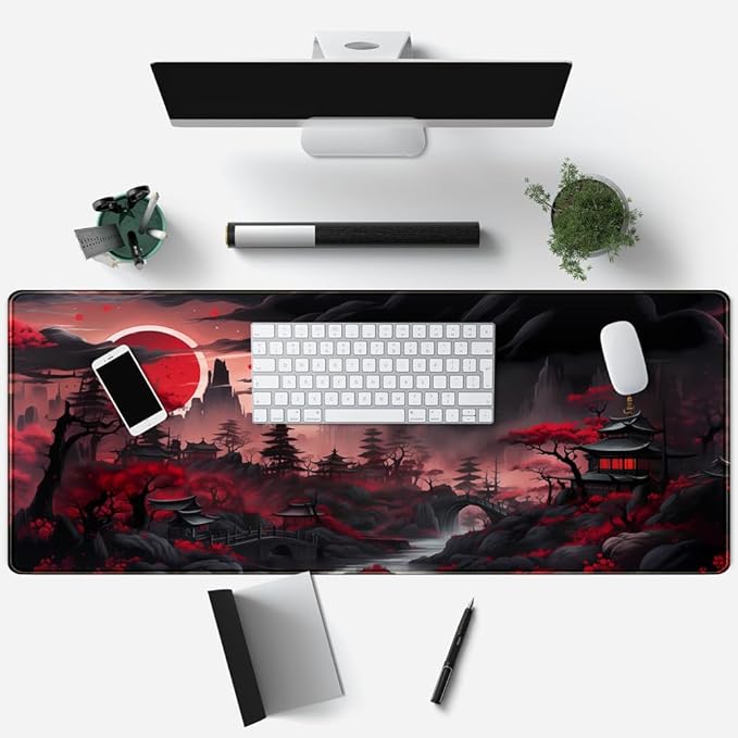 Riverside Full Moon Desk Pad Black Red Desk Mat Japanese Anime Extended XXL - Image 3