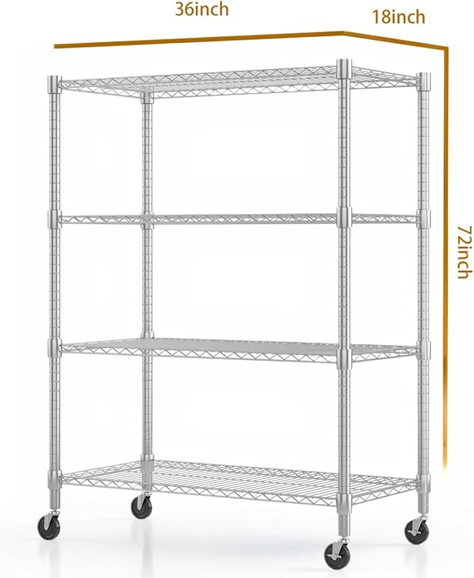 Himimi 4-Tier Heavy Duty Steel Wire Rack Storage Shelving, Adjustable Metal - Image 3