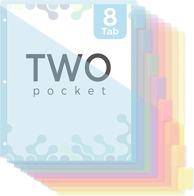 SKYDUE Binder Dividers with Pockets 8-Tab by SKYDUE