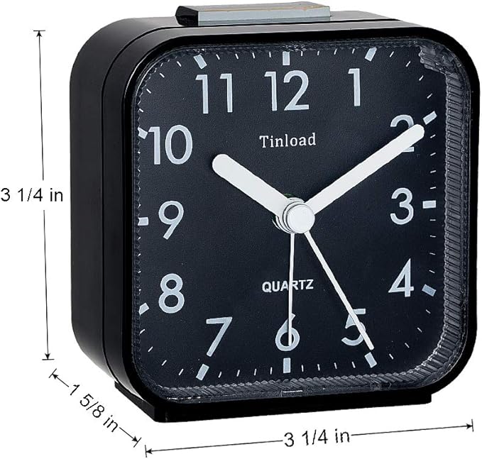 Tinload Small Battery Operated Analog Travel Alarm Clock Silent Non Ticking - Image 6