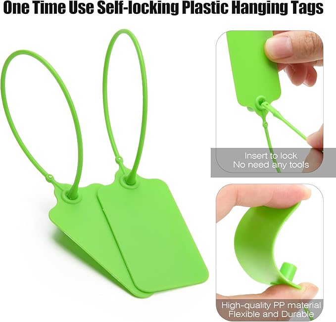 100 Green Blank Plastic Tags for Labeling Waterproof Hanging Labels Writable - Image 5