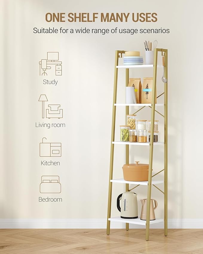 Hzuaneri Ladder Shelf, Bookshelf Bookcase, Freestanding Corner Storage Shelve - Image 6
