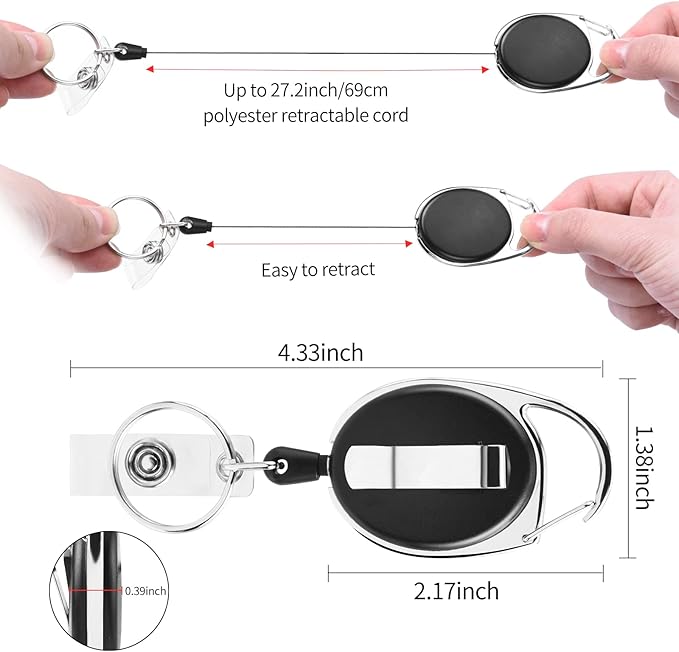 5 Pack ID Badge Holder, Badge Holder Retractable Clip - Image 2