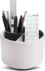 Hennaja Round Leather Art Supply Organizer, Remote Control Holder, 360 Degree by Hennaja