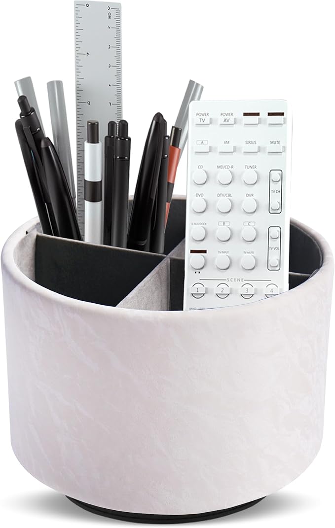 Hennaja Round Leather Art Supply Organizer, Remote Control Holder, 360 Degree by Hennaja