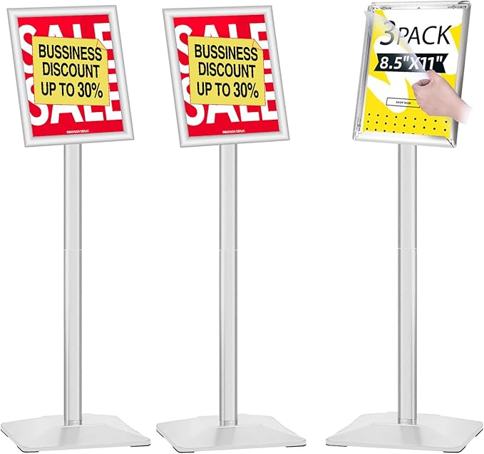 INNOVSIGN 3Packs Heavy Duty Adjustable Pedestal Poster Sign Stand, 8.5x11 by INNOVSIGN
