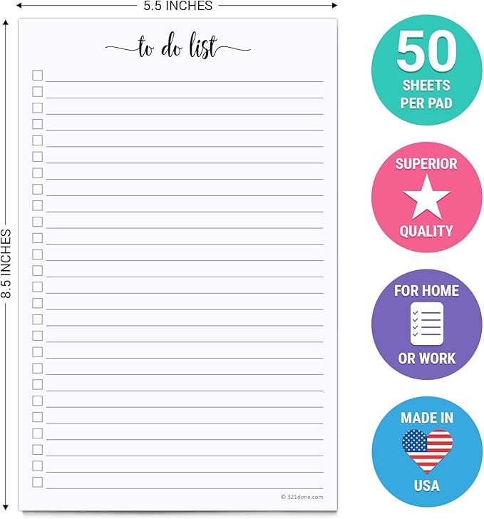 321Done To Do List Notepad, Made in USA - Image 2