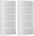 VASAGLE Set of 2 Bookshelves, 23.6 Inches Wide, 5-Tier Open Bookcases