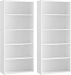 VASAGLE Set of 2 Bookshelves, 23.6 Inches Wide, 5-Tier Open Bookcases