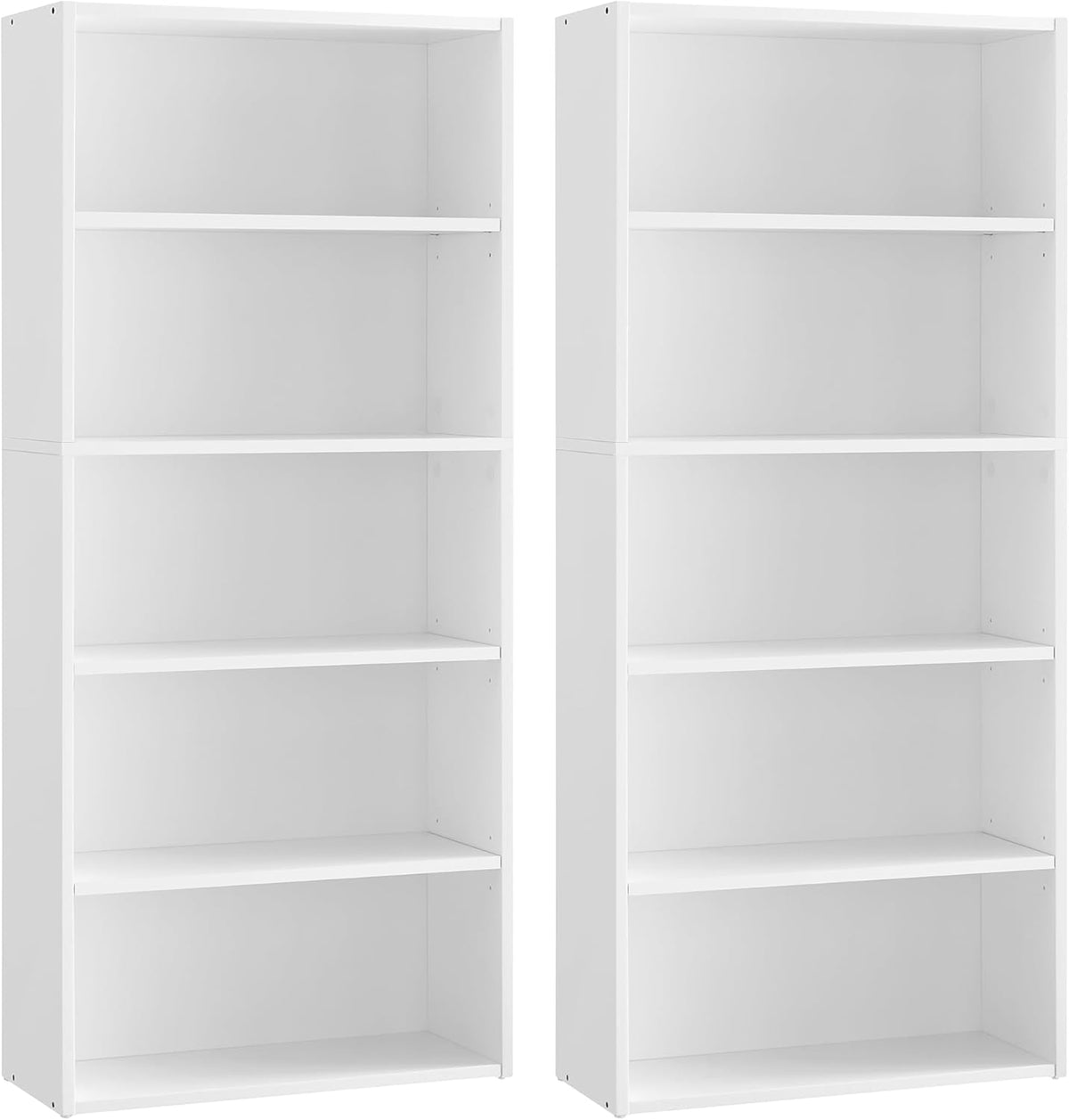 VASAGLE Set of 2 Bookshelves, 23.6 Inches Wide, 5-Tier Open Bookcases