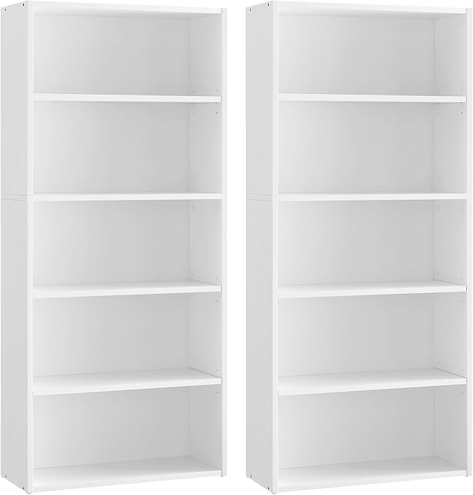 VASAGLE Set of 2 Bookshelves, 23.6 Inches Wide, 5-Tier Open Bookcases by VASAGLEbySONGMICSHOME