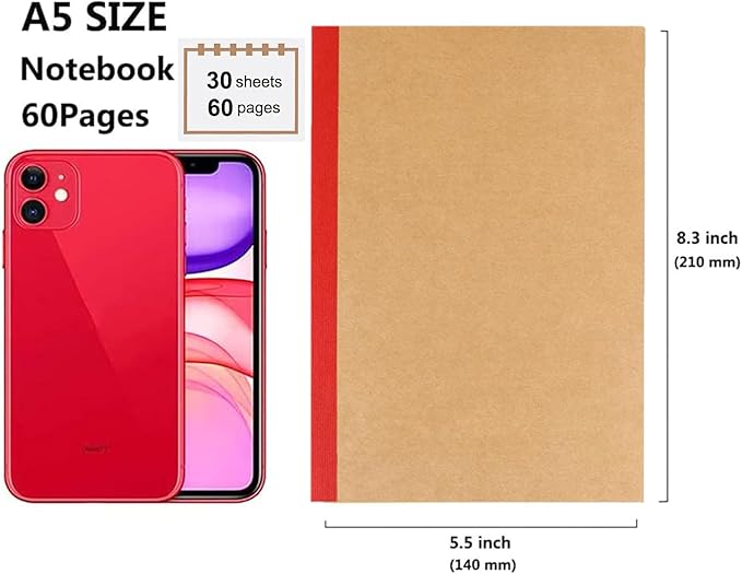 Zegrox 24 Pack A5 Kraft Notebooks, 60 Lined Pages Travel Journal Bulk, Soft - Image 5