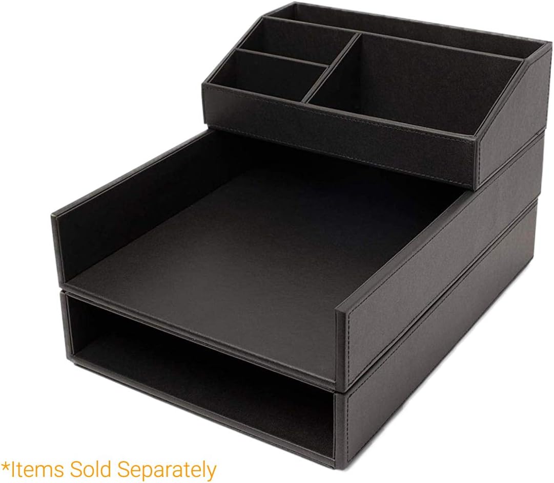 Armory by Castle - Leatherette Two Stackable Paper Trays Desk Organizer - Clu...