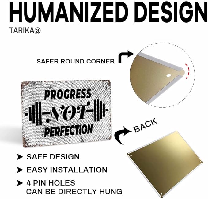 Tarika Progress Not Perfection 20X30 cm Iron Retro Look Decoration Poster Sign - Image 4
