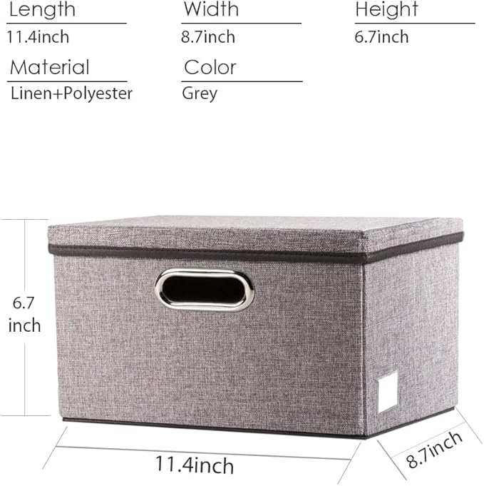 PRANDOM Storage Bins with Lids Linen Fabric Foldable Storage Boxes Organizer - Image 3