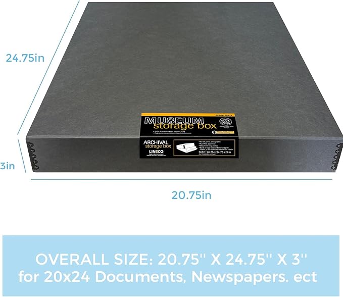 Lineco Museum Archival Storage Box, 20.75x24.75x3 in. Drop Front Design. - Image 2