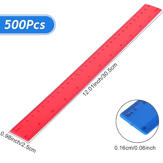 Zonon 500 Pcs 12 Inch Plastic Ruler Assorted Colors Rulers - Image 4