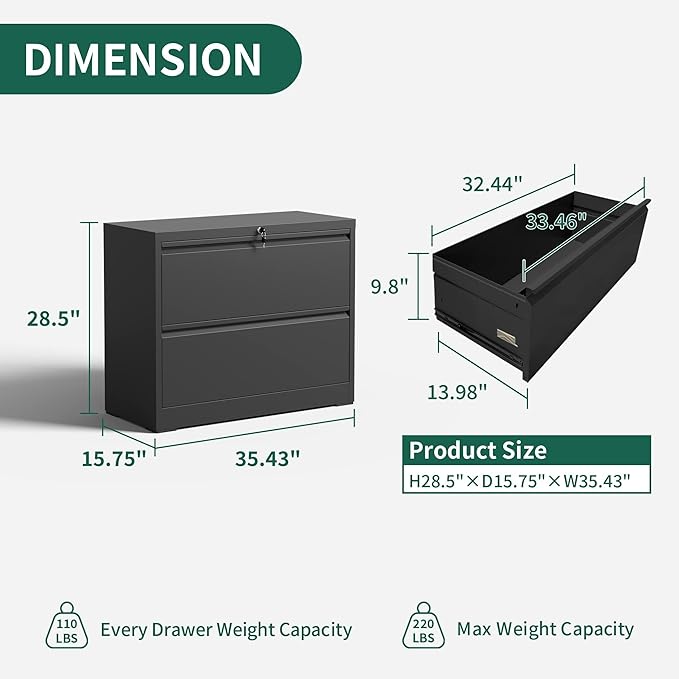 Yukimo 2 Drawer Lateral File Cabinet - Image 3
