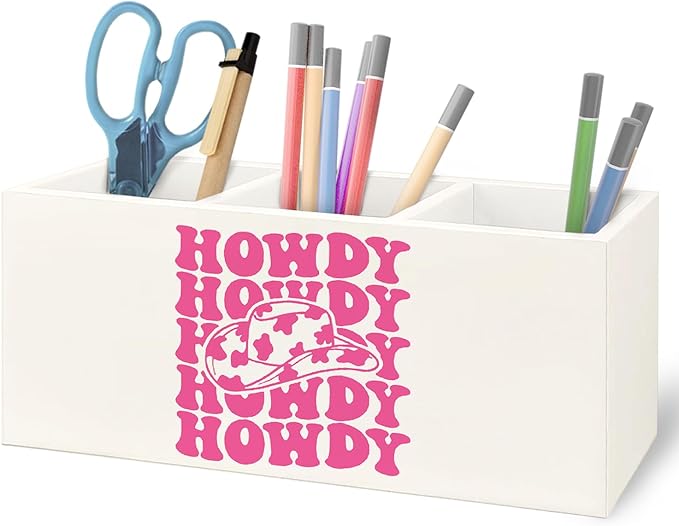 URLLUAE Hot Pink Western Howdy Wooden Pen Pencil Holder by Unknown