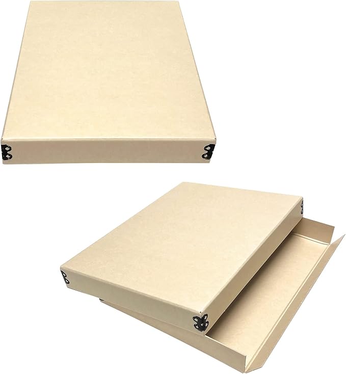 Lineco Museum Storage Box Tan, Archival Boxboard, Drop-Front Design by Lineco
