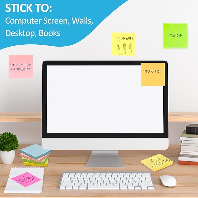 48 Pack 2400 Sheets Sticky Notes 3x3, 8 Colors Sticky Note Pads, Colored Sticky - Image 4