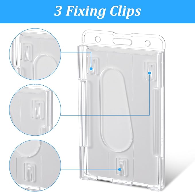 25 Pack Vertical 2-Card Badge Holder, Heavy Duty Hard Plastic ID Card Holder - Image 5