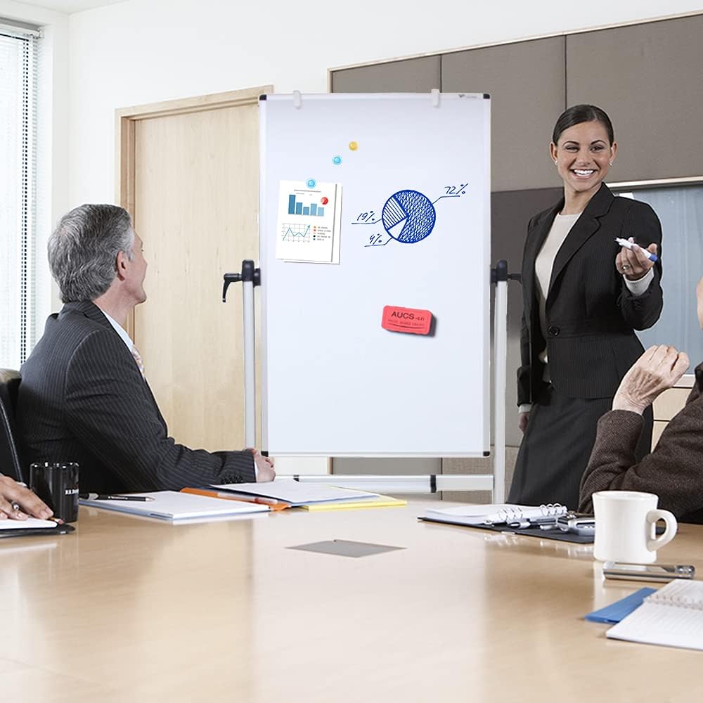VIZ-PRO Double-Sided Magnetic Mobile Whiteboard, 48" x 24"