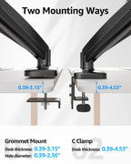 mountup dual monitor stand for desk, monitor arms, front angle view