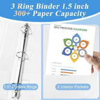 CIXILDTS 1.5-inch D Ring Binders, Fit US Letter Size Paper, 1-1/2" 3 Slant-D - Image 6