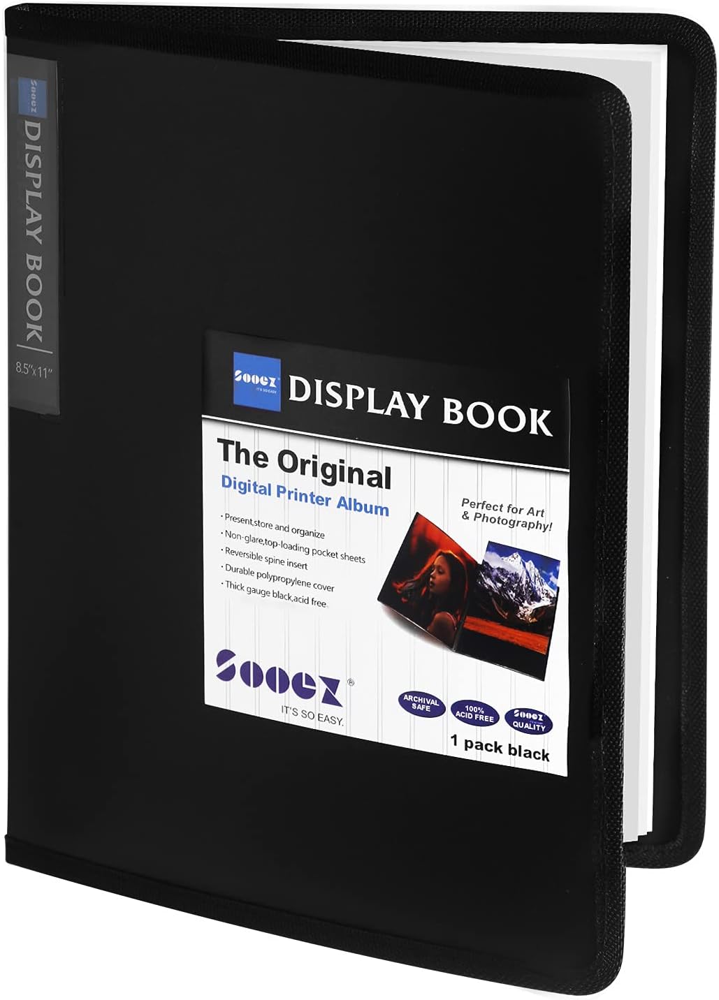 Sooez 30-Pocket Binder with Plastic Sleeves 8.5x11,Heavy Duty Art Portfolio | Folder with Clear Sheet Protectors, Display 60 Pages, Presentation Book for Artwork, Document Organizer Binder