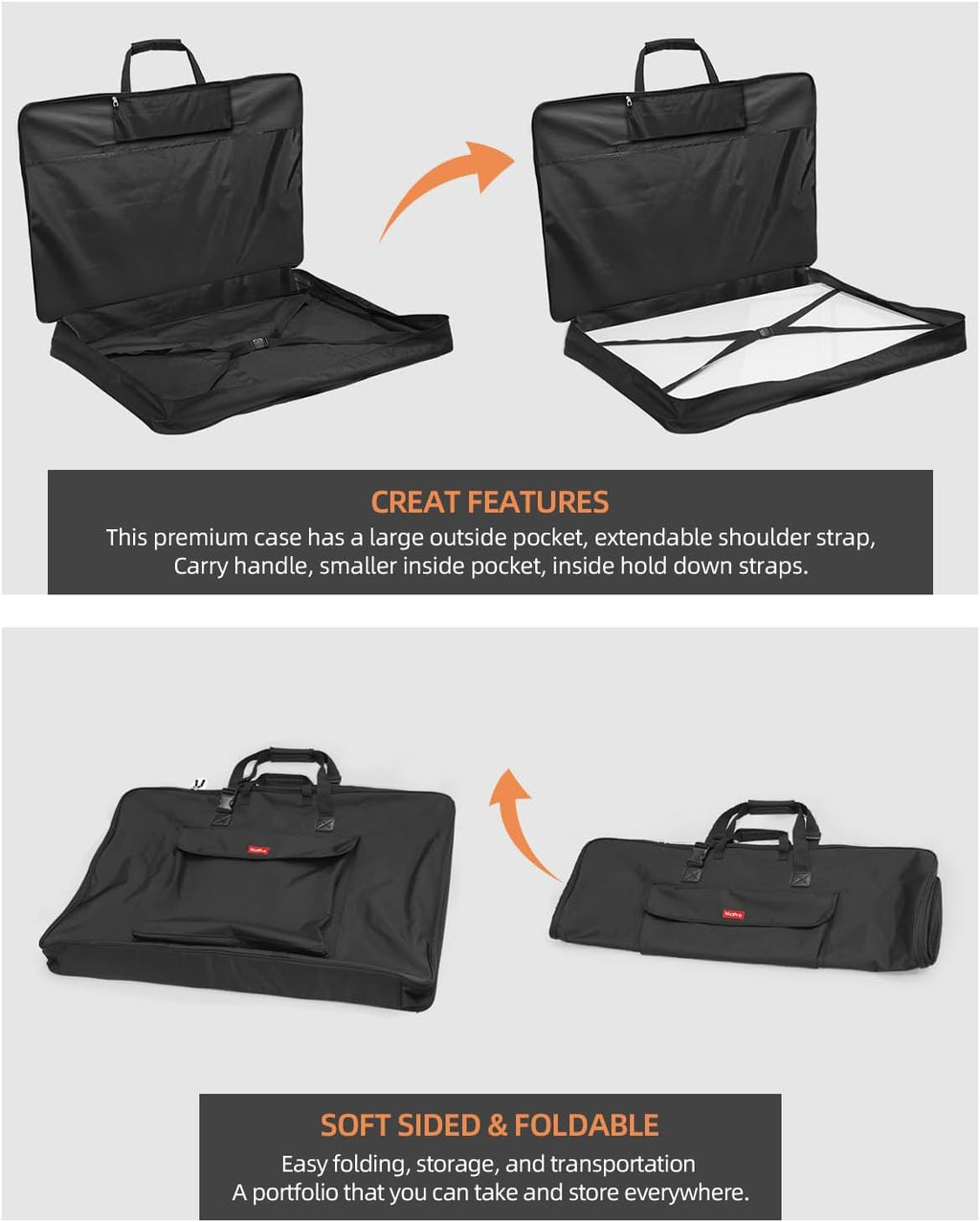nicpro large art portfolio bag 35 x 43, close-up detail