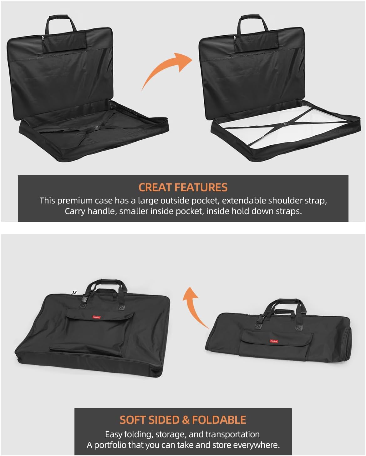 nicpro large art portfolio bag 35 x 43, close-up detail
