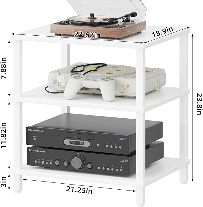 LELELINKY 3-Tier AV Media Player Stand Set of 2, Wooden TV Stand, Game Console - Image 3