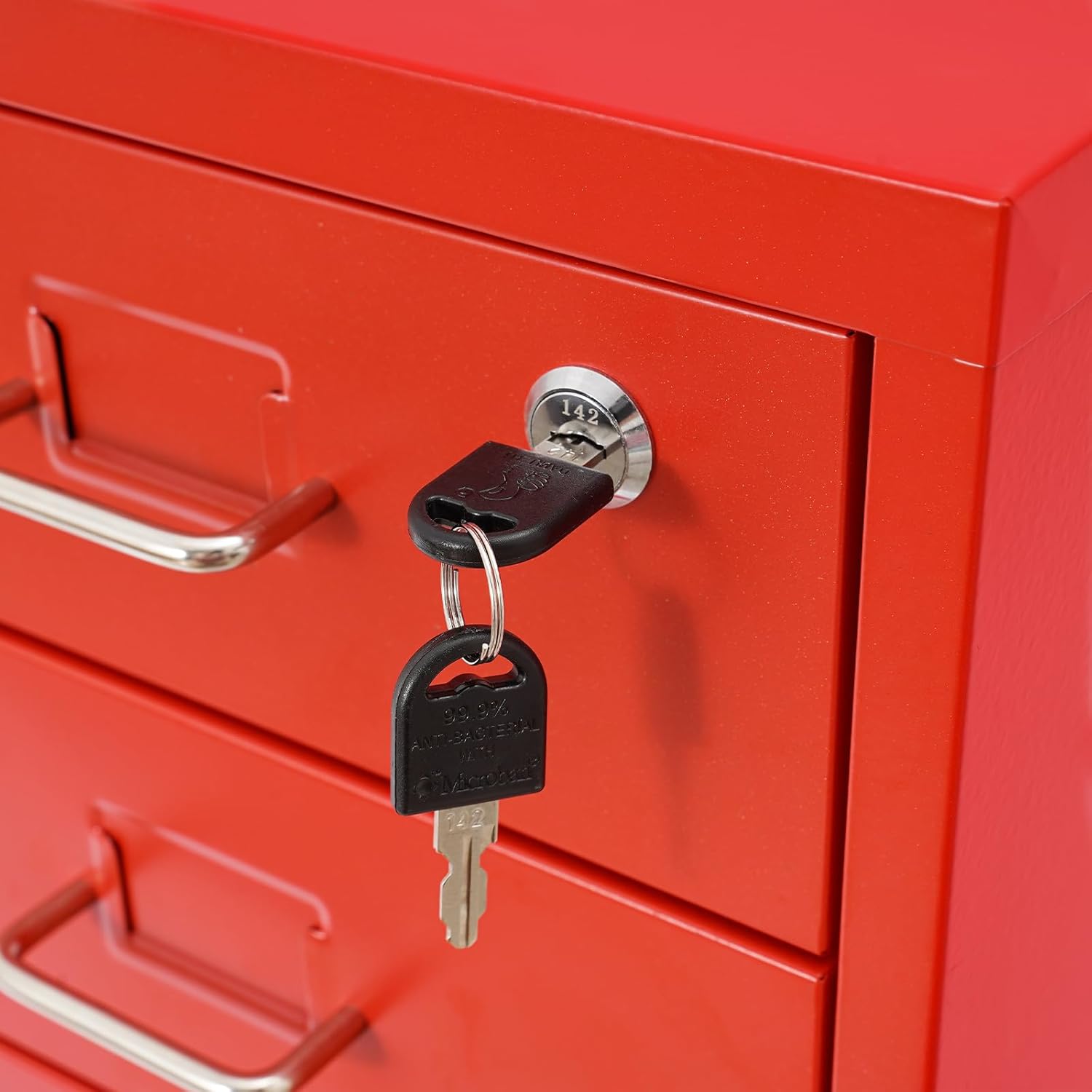 4 Drawer File Cabinet with Lock,Metal Office Filing Cabinets for Home Office,Metal Vertical File Storage Cabinet with Wheels,Storage A4/Letter/Legal (Red)