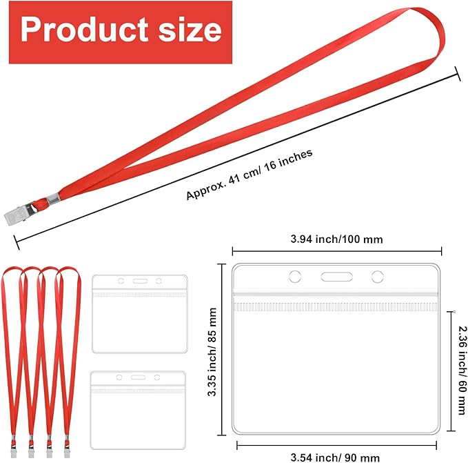 100 Pcs Lanyards for ID Badges and 100 Pcs Clear Name Tag Holders Reusable - Image 2