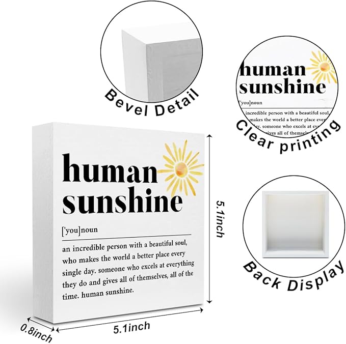 Sunshine Gifts for Women, Inspirational Gifts Human Sunshine Wood Box Sign - Image 2